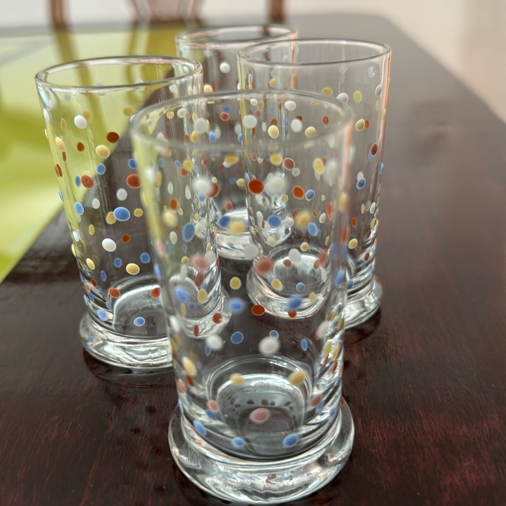 Signed France PV 1.5” diameter 3” high Art Deco shot glasses